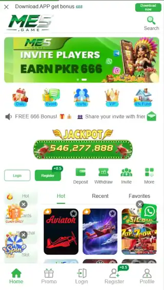 QZR888 Game APK home screen lobby showing game categories and jackpot