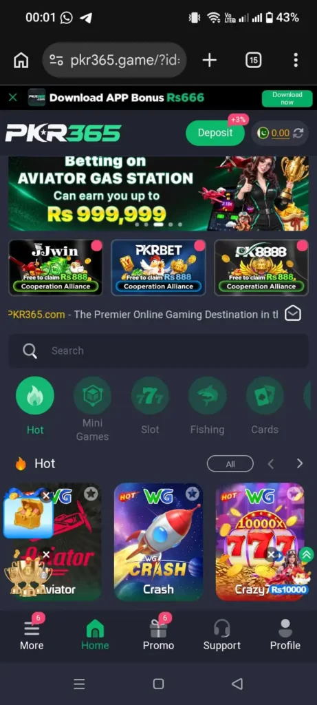 PKR365 Game APK Home Page With Latest Gaming Features
